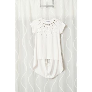 NEW MONTE CERVINO White High Low Cut-out Mirrored Dress | Size M